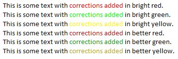 Image of text with better and worse correction coloring.